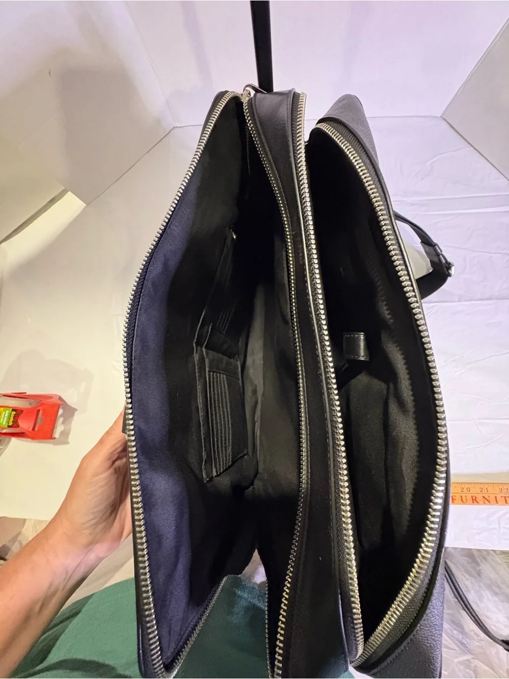 Coach Black Leather Laptop Briefcase with Detachable Strap